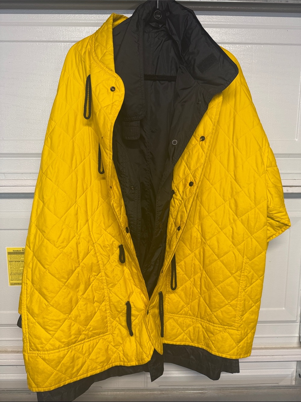 Dkny Yellow Quilted Puffer Coat with Black Interior
